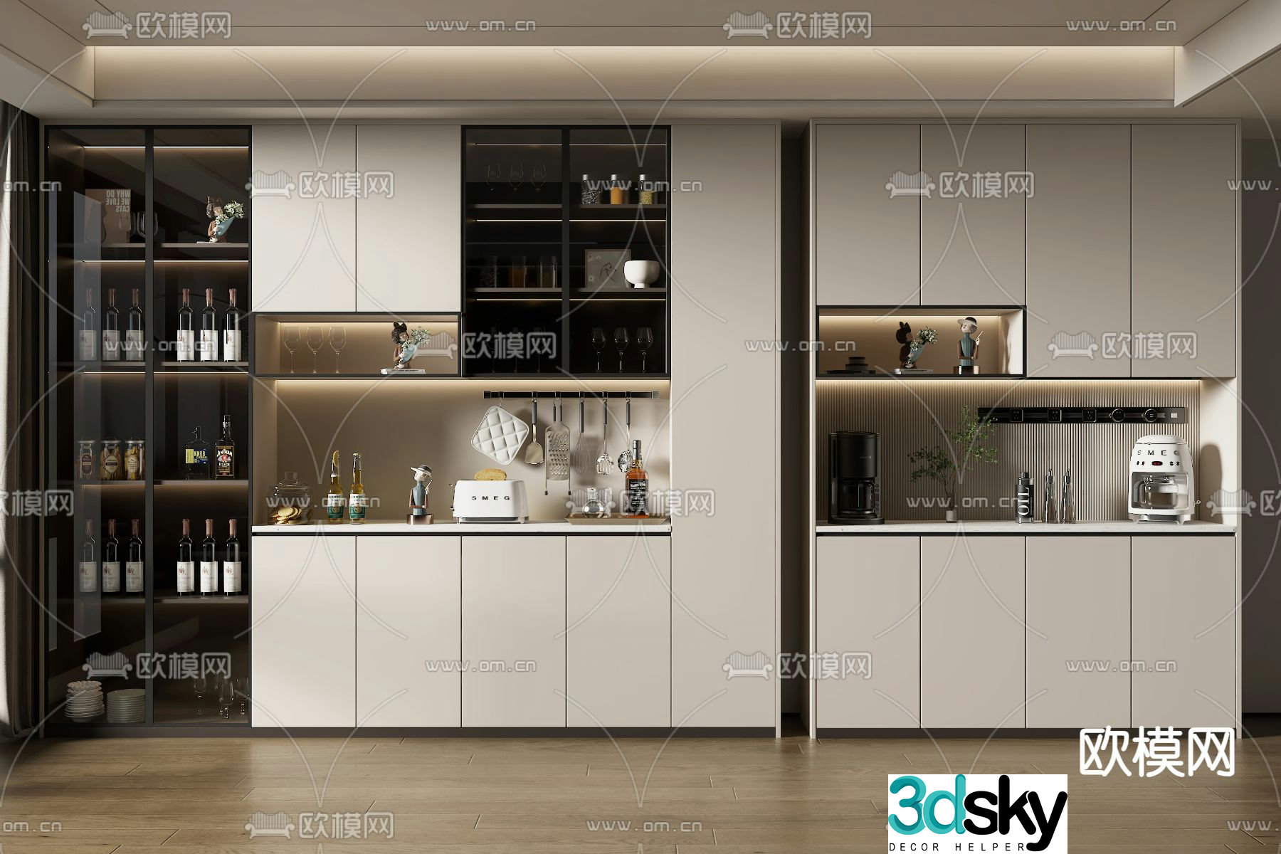 Modern wine cabinet 3d model
