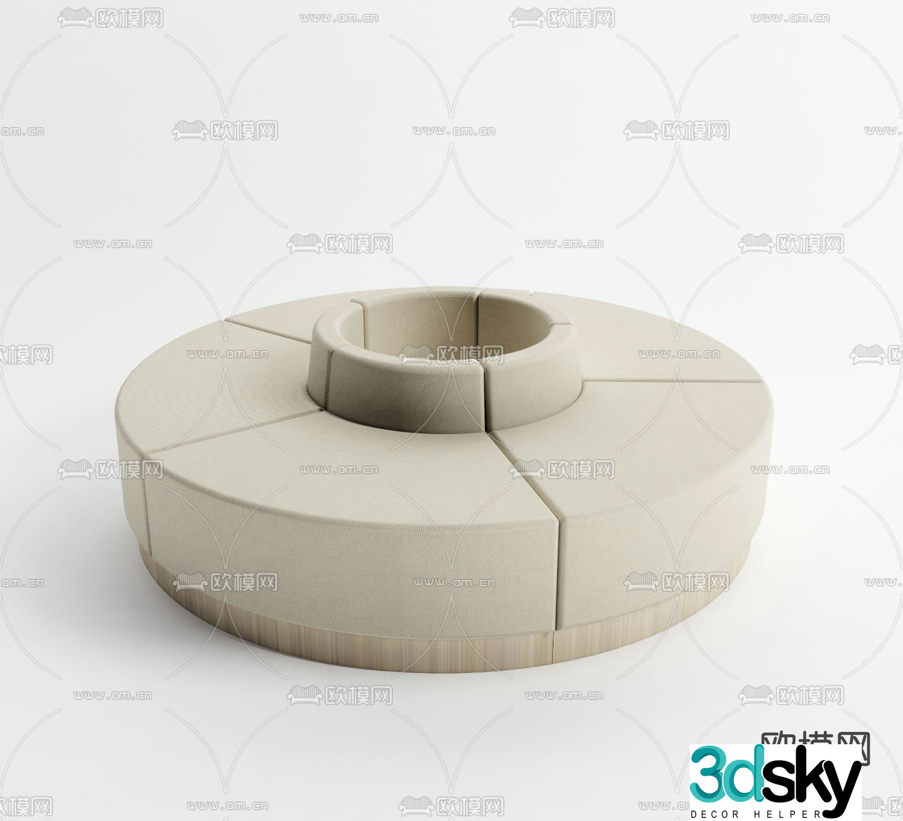 Round office sofa booth sofa 3d model