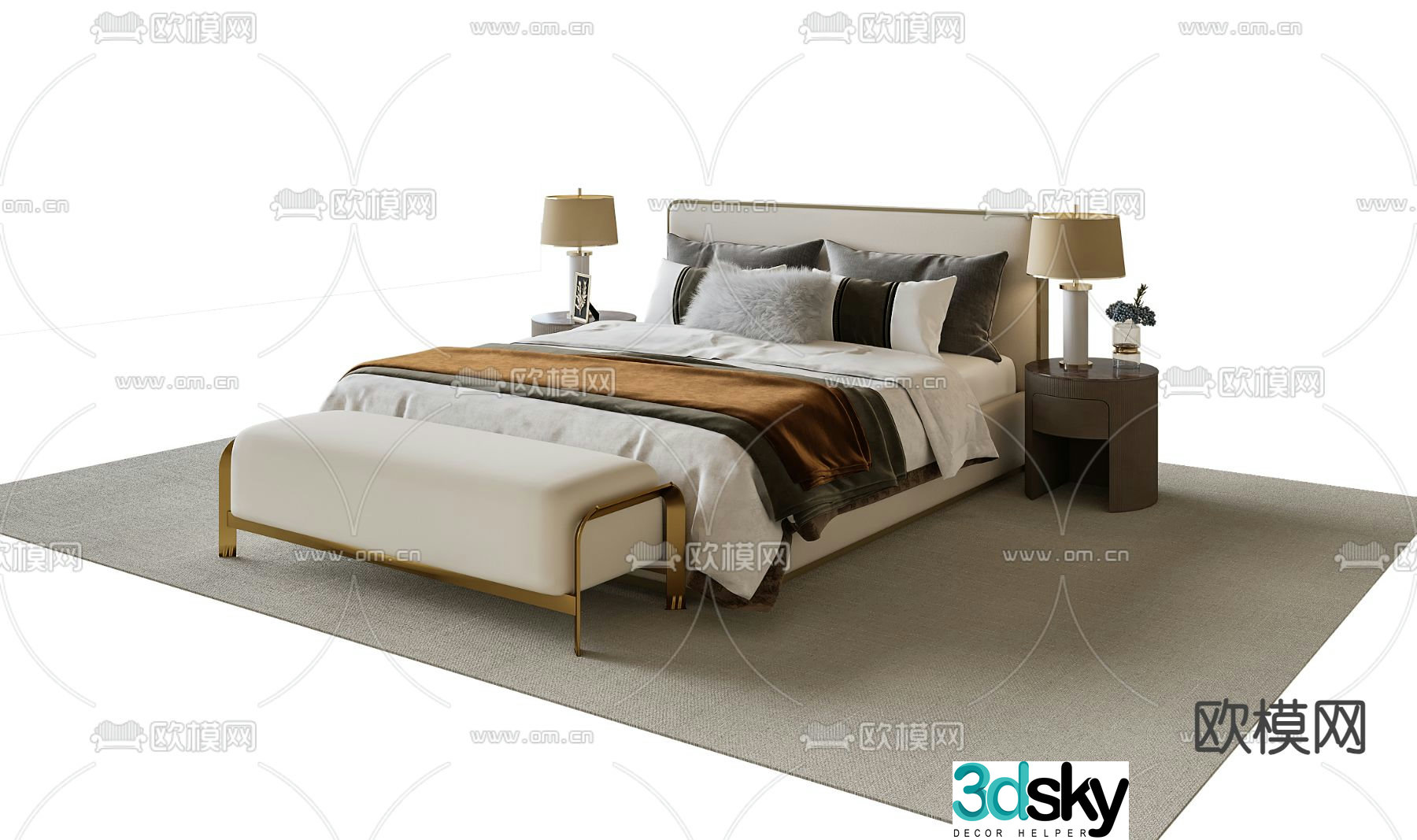 Modern double bed 3d model