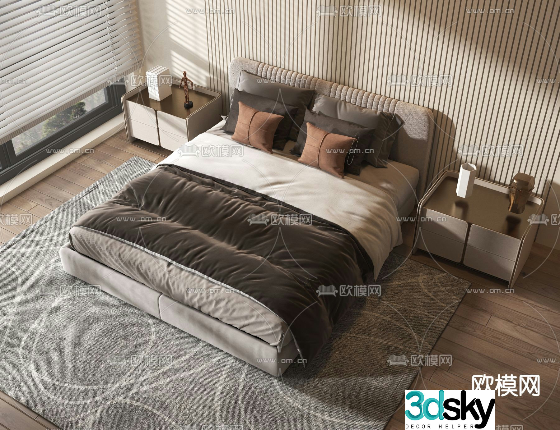 Modern double bed 3d model