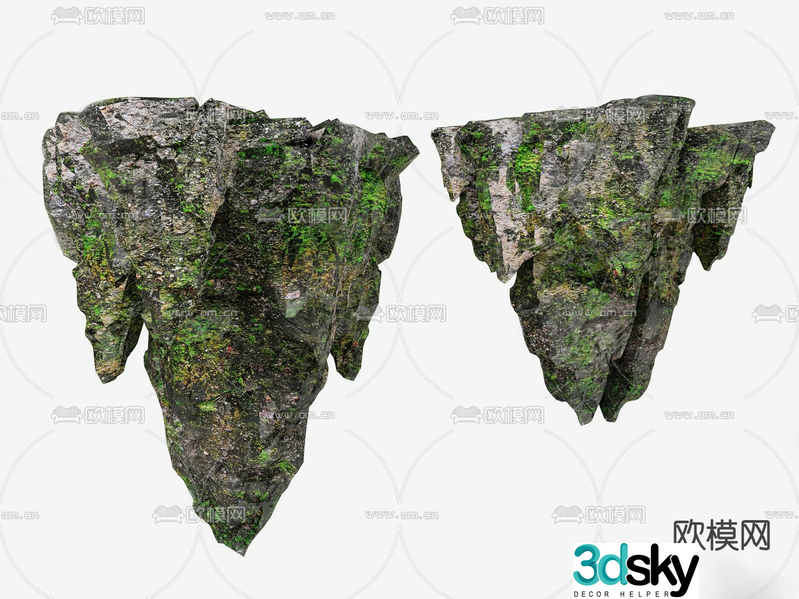 landscape stone moss stone stone 3d model