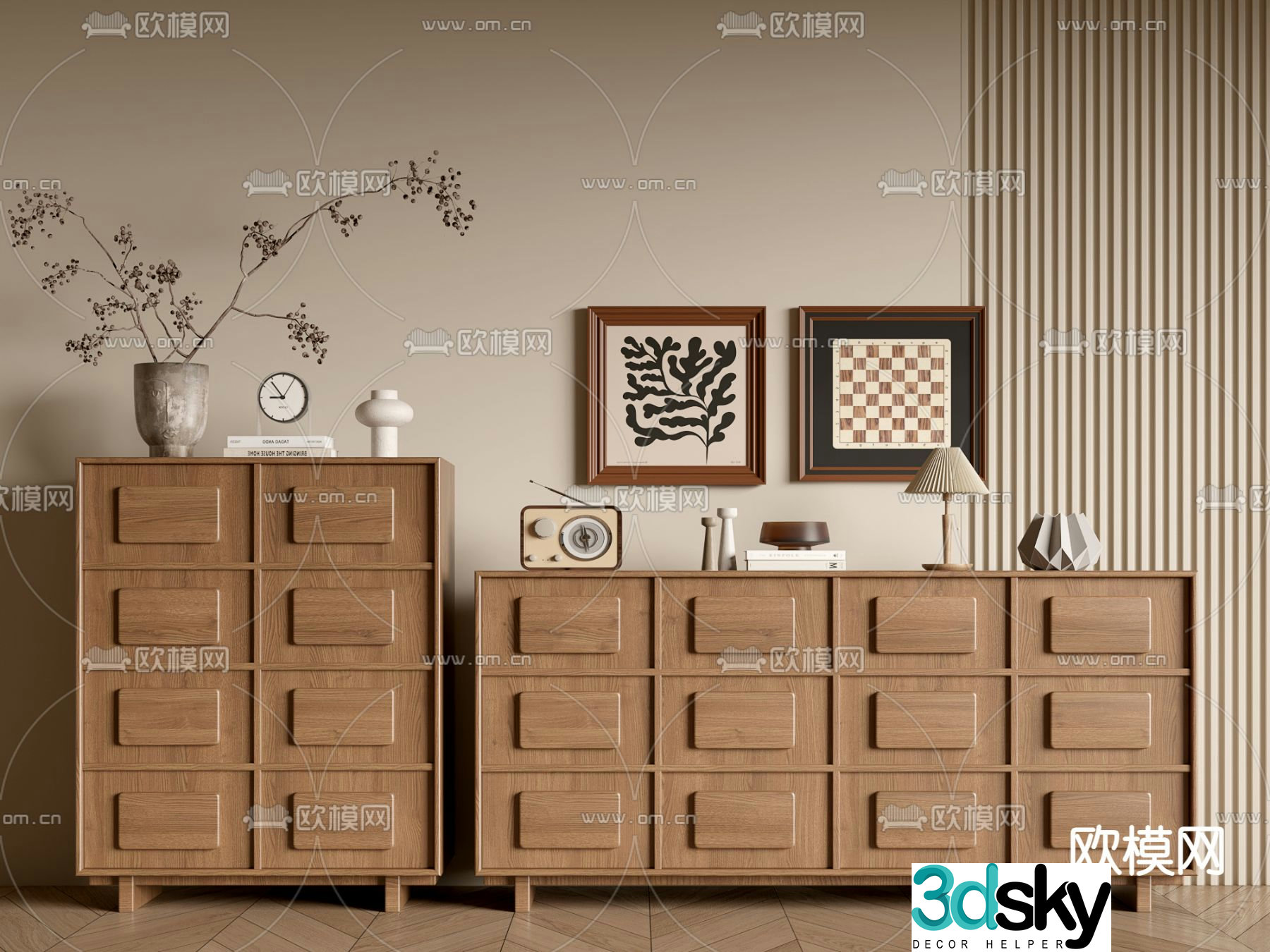 Middle-aged style chest of drawers 3D model