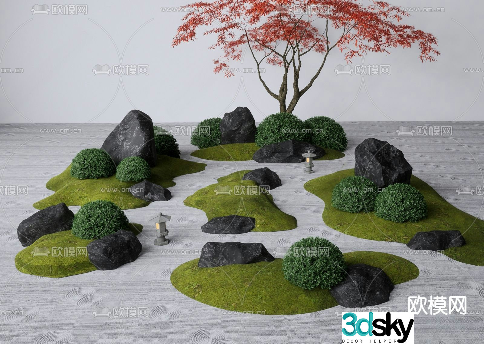 Landscape Stone Black Mountain Stone Set Stone Micro Terrain 3D Model