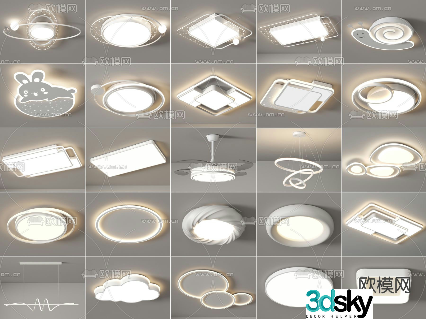 Geometric ceiling lamp bedroom lamp 3d model