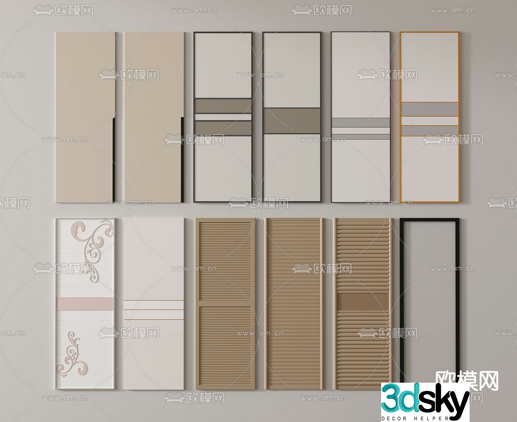 Modern wardrobe sliding door wardrobe case door 3d model