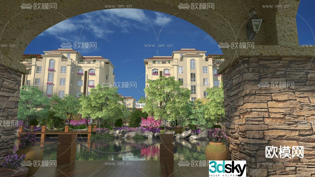 Community garden garden landscape 3d model