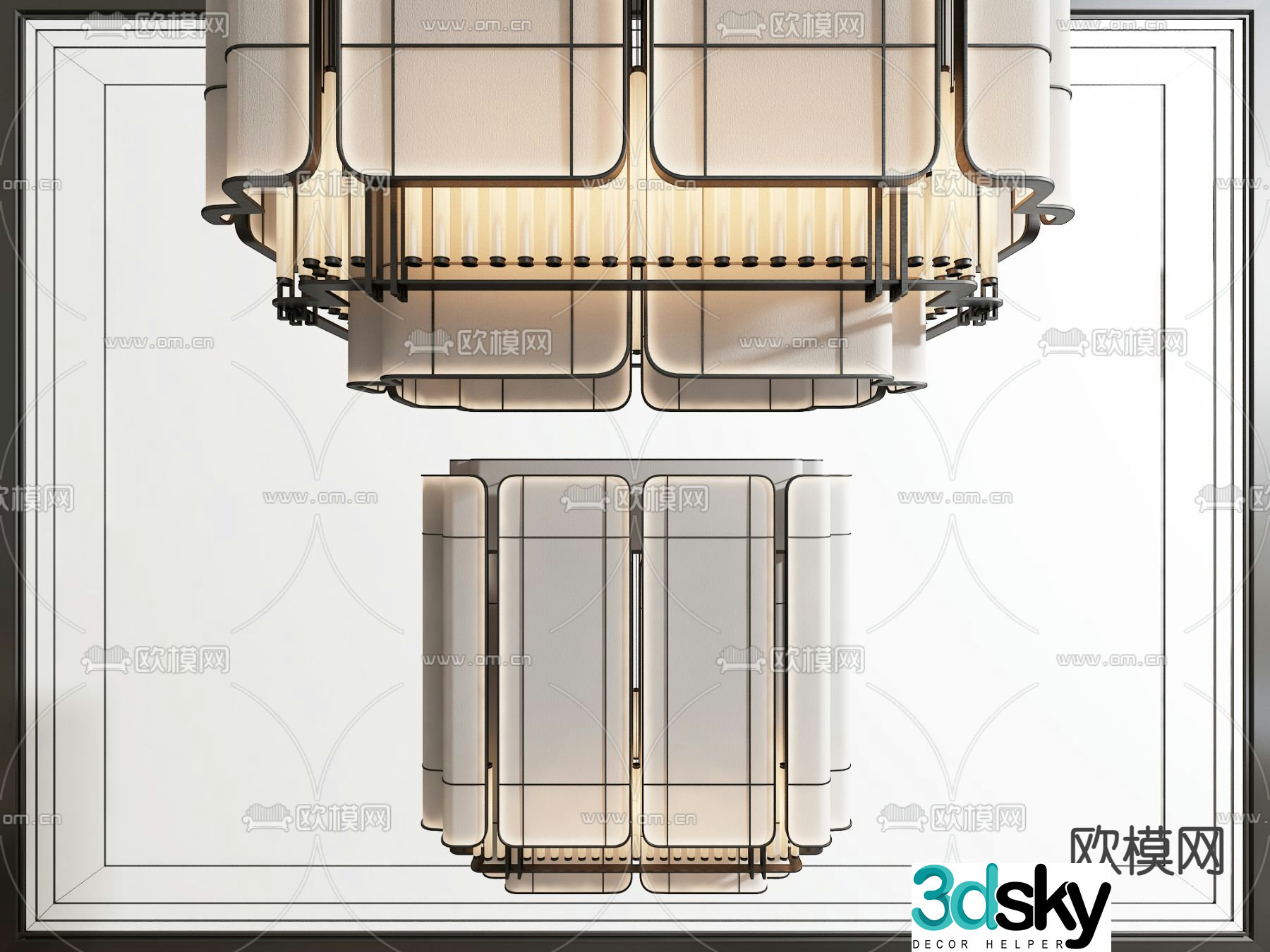 New Chinese style chandelier large decorative lamp 3d model