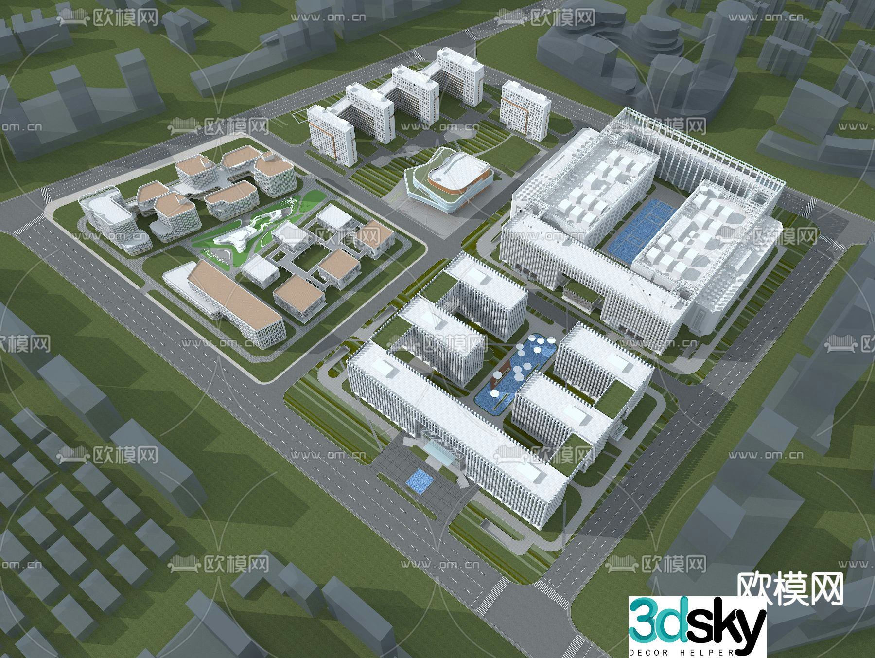 Science and Technology Industrial Park Entrepreneurship Park aerial view 3D model