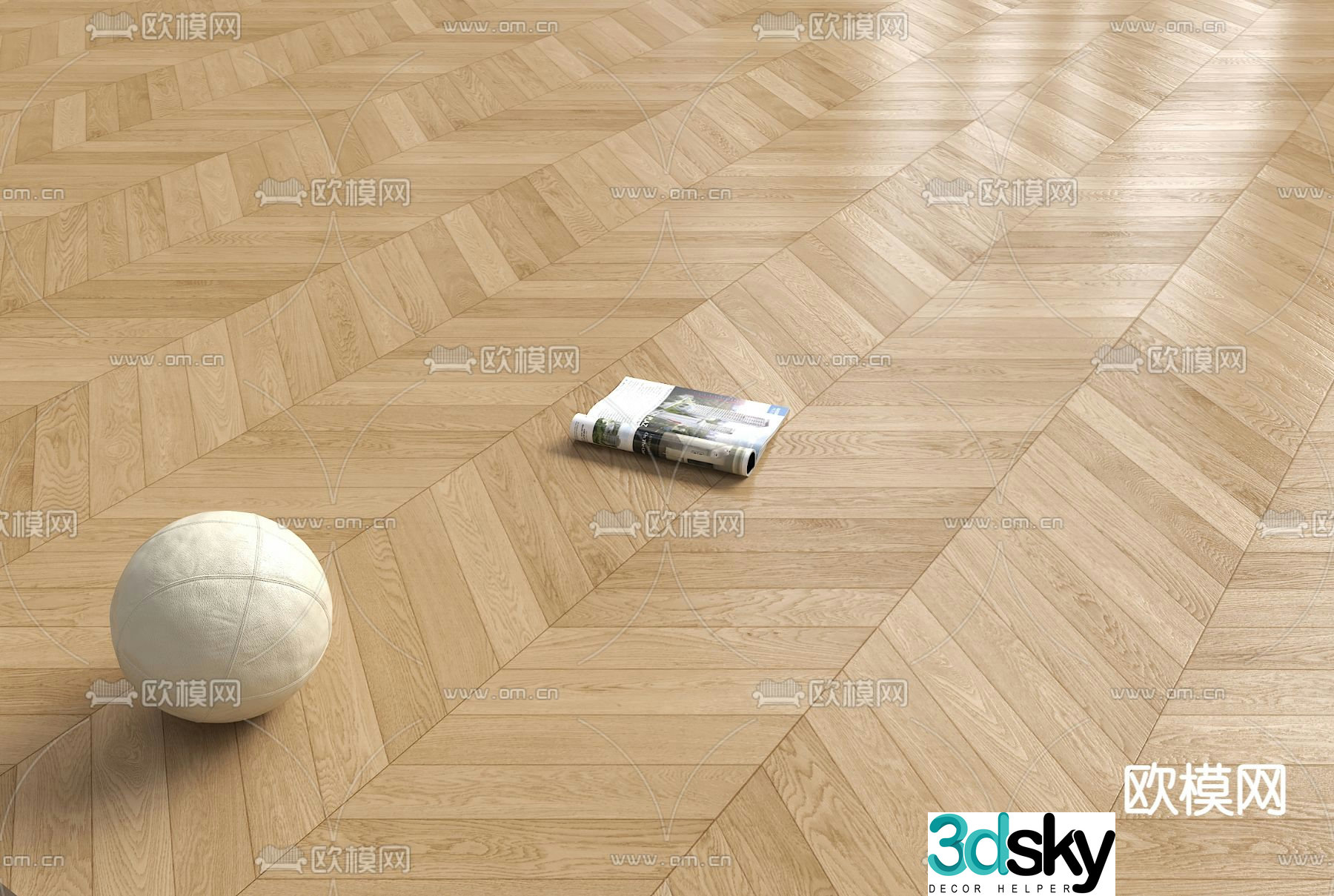 Wood floor herringbone floor 3d model