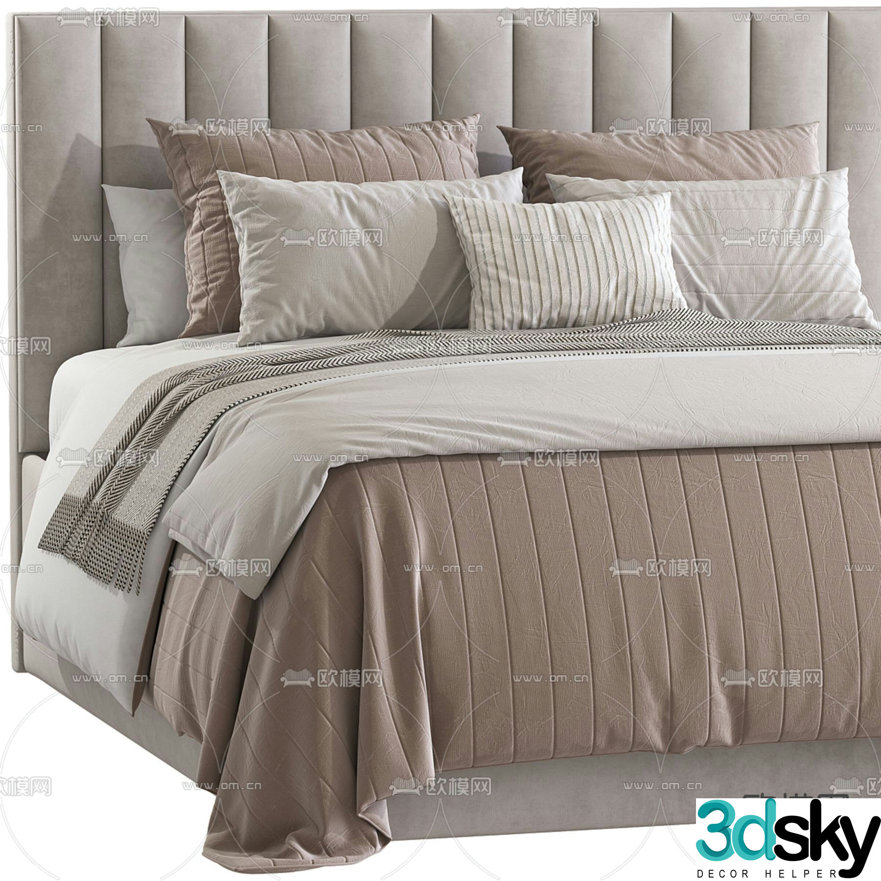 Modern double bed 3d model