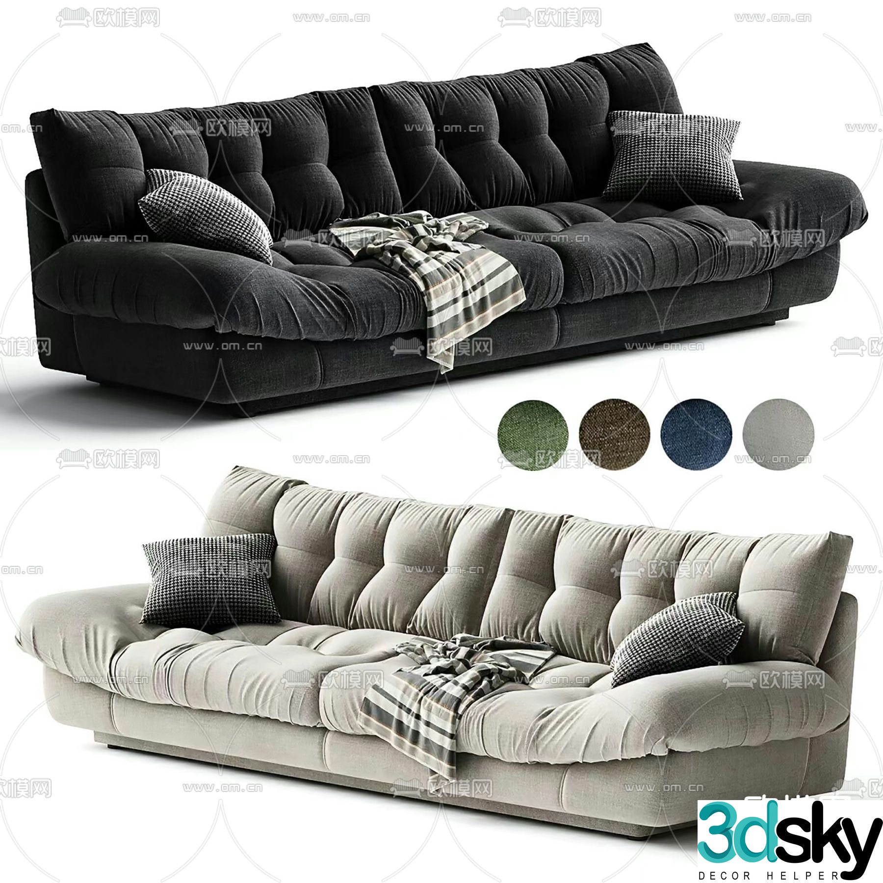 Milano upholstered sofa double sofa 3d model