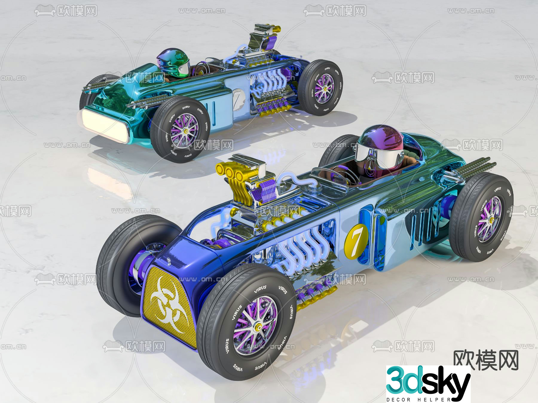 Sci-fi racing sports car toy car 3d model