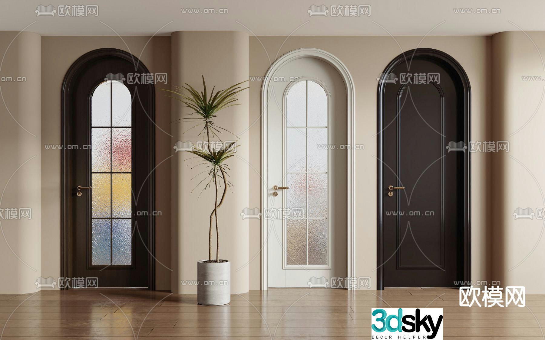 French swing door Single open door Bathroom door 3D model