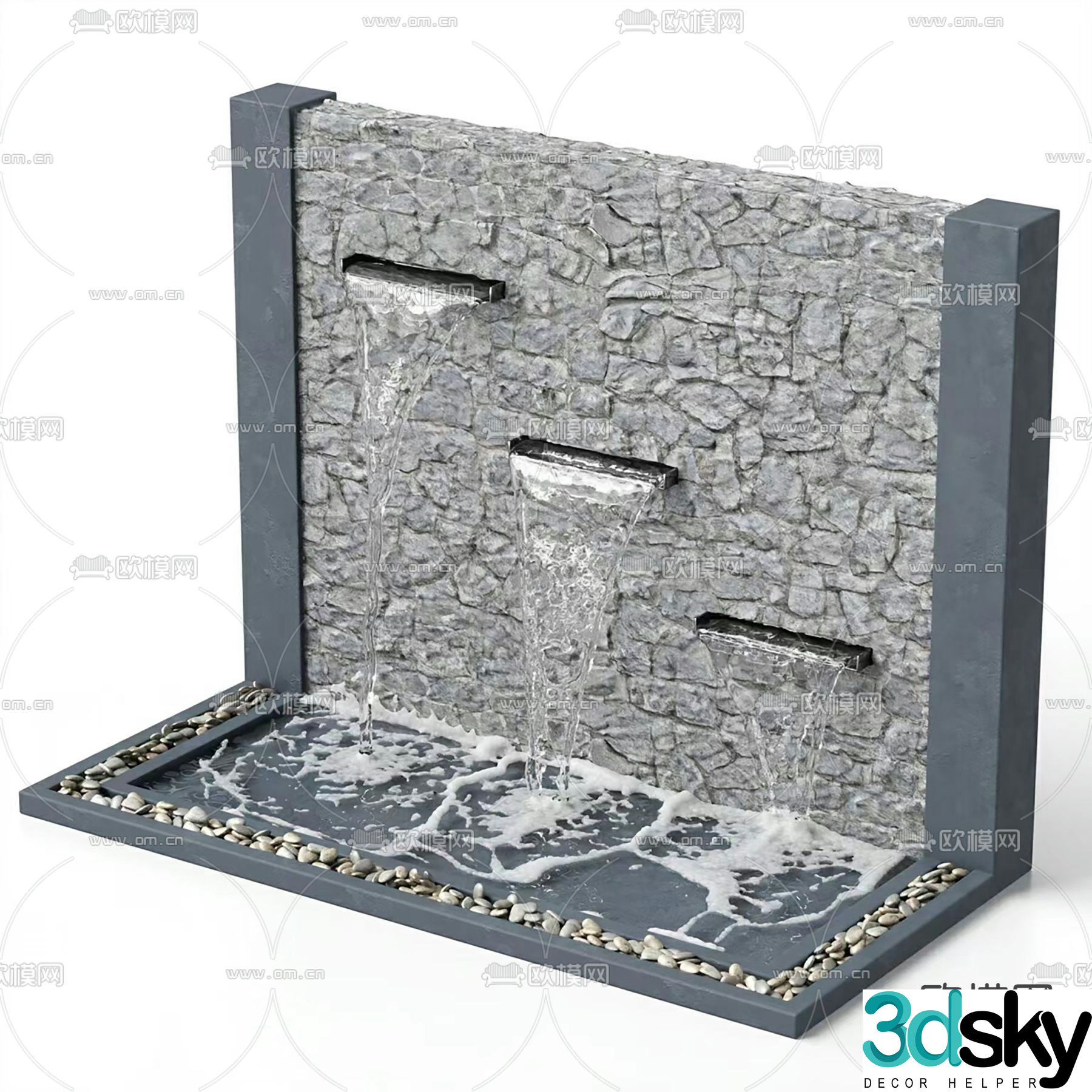 waterfall wall pool 3d model