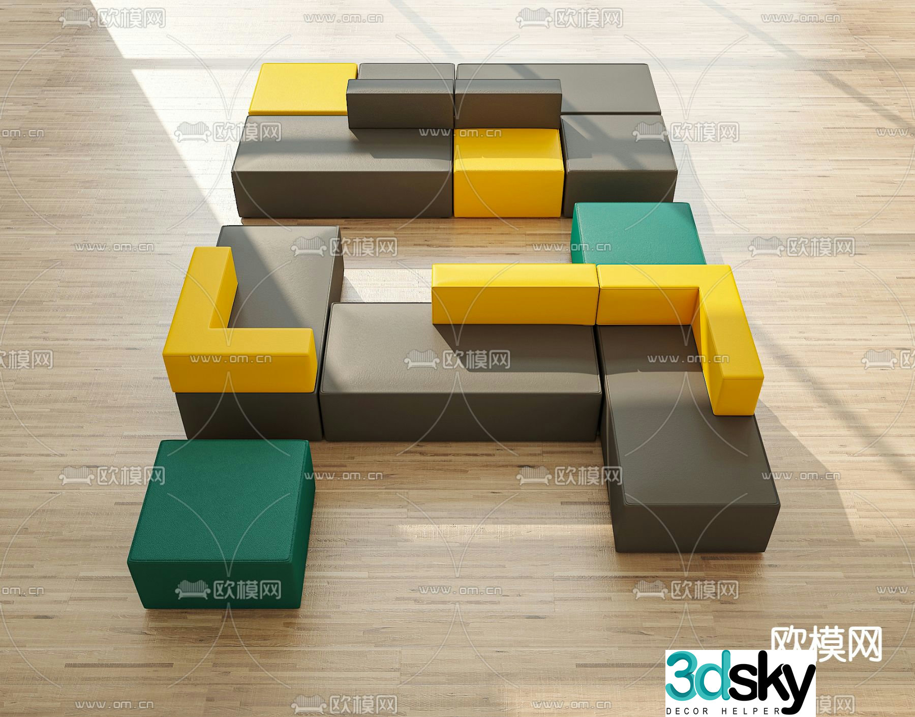 Office sofa modular sofa splicing sofa public sofa 3D model