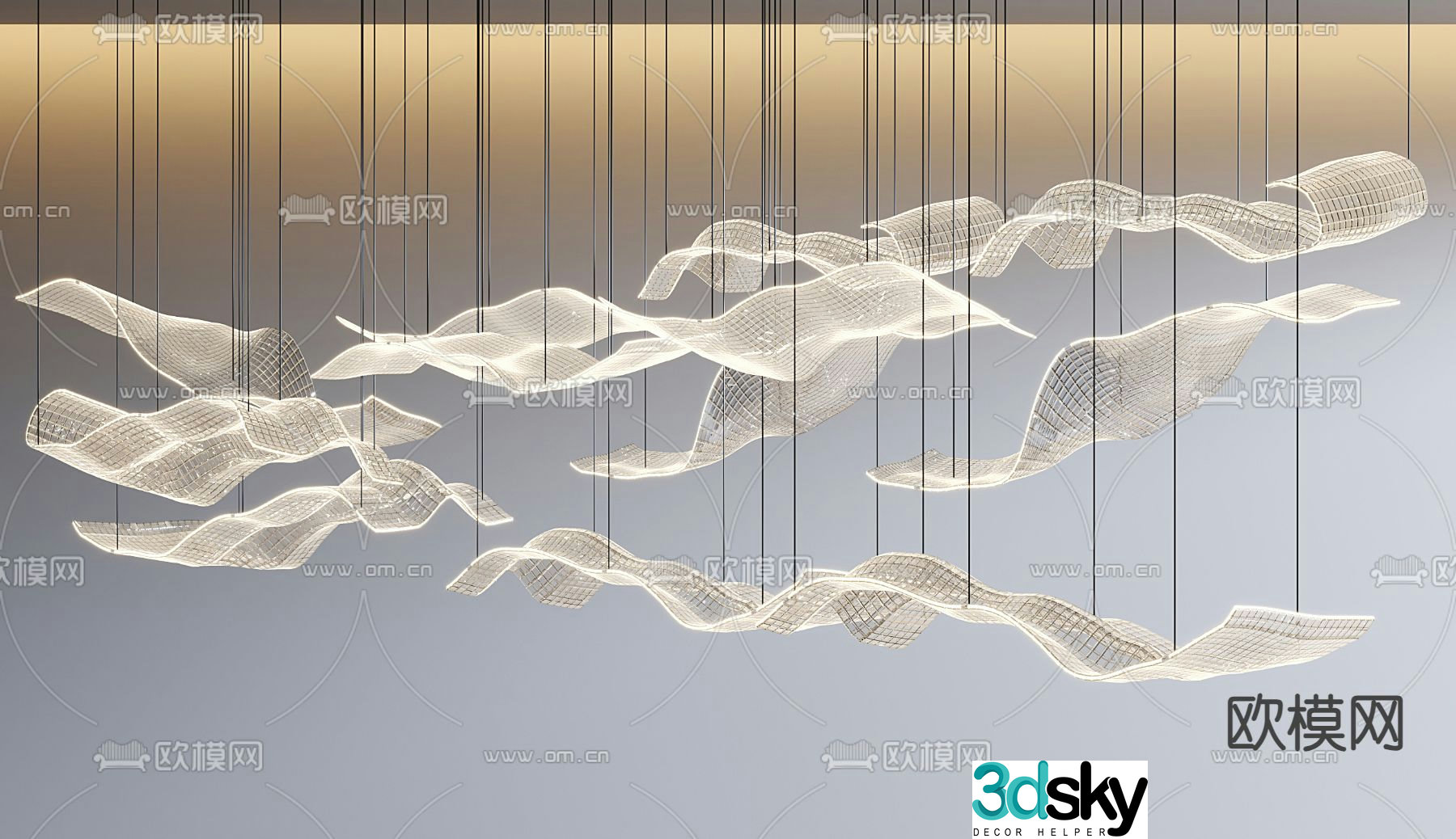 Streamer chandelier crystal lamp tooling decorative lamp 3d model