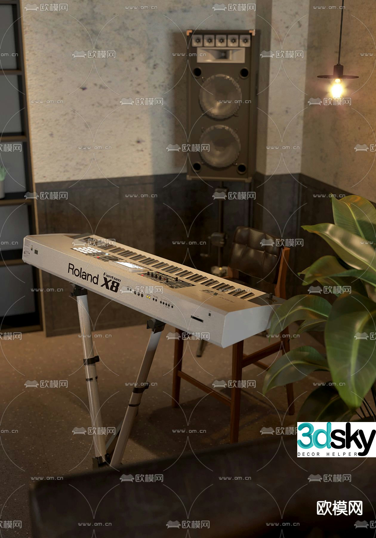 Electronic keyboard audio 3d model