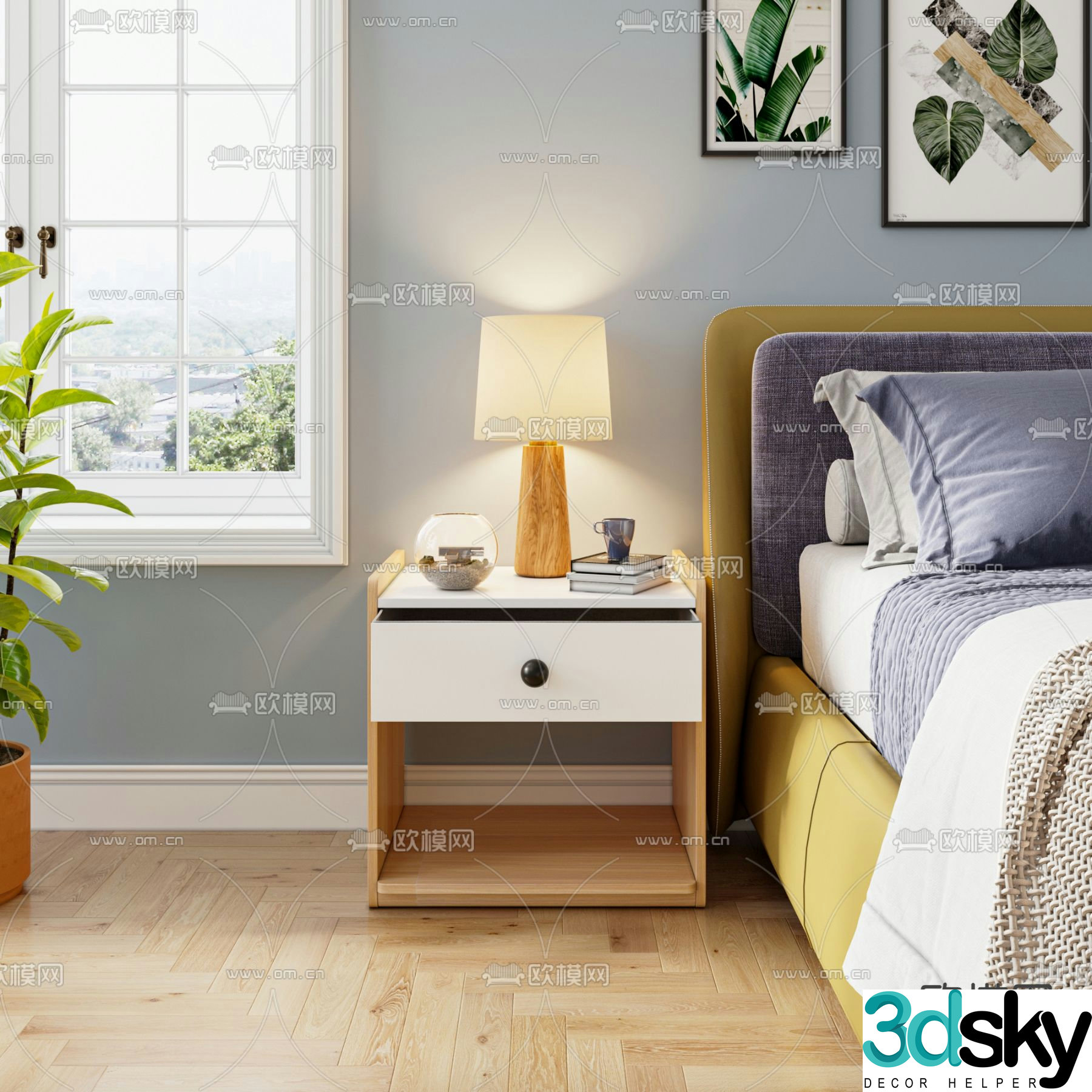 Modern bedside table 3d model