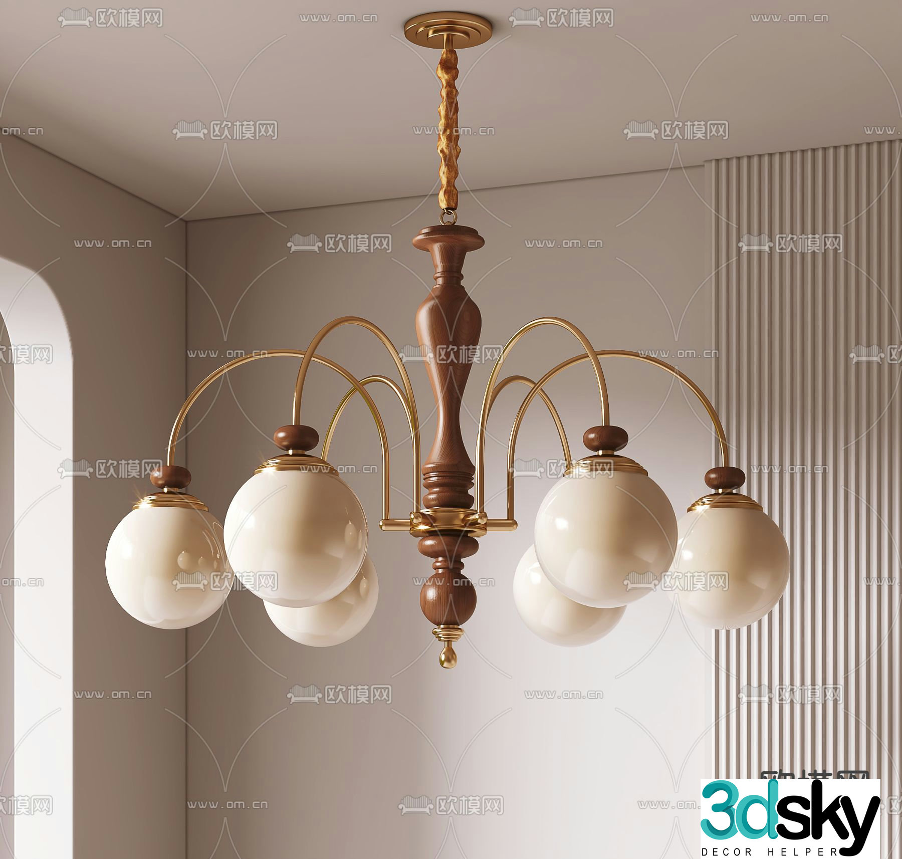 French retro chandelier multi-head chandelier 3D model