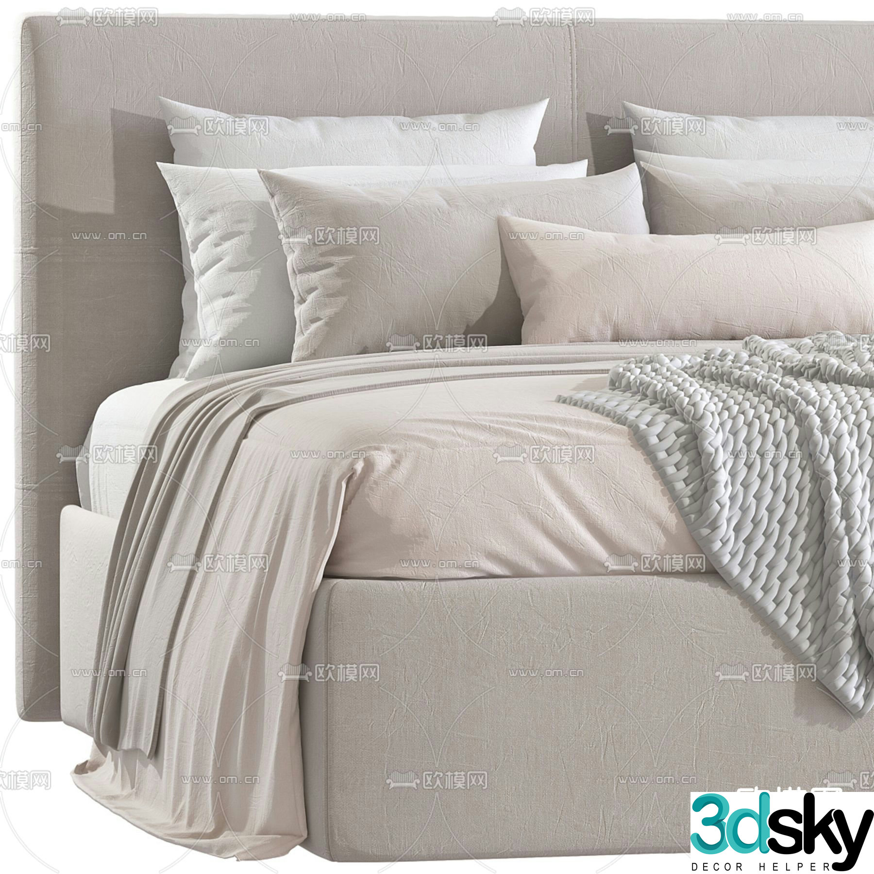 Modern double bed 3d model