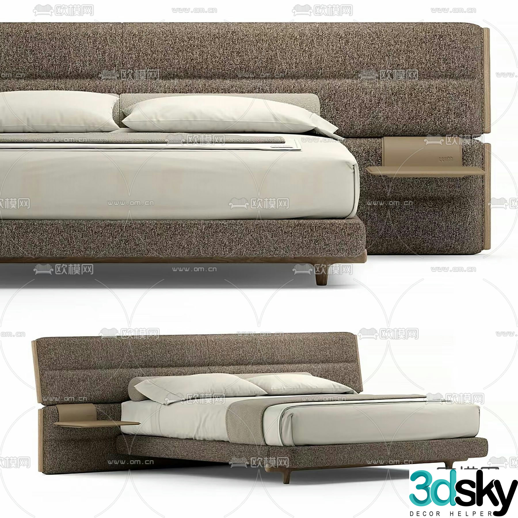 Modern double bed 3d model