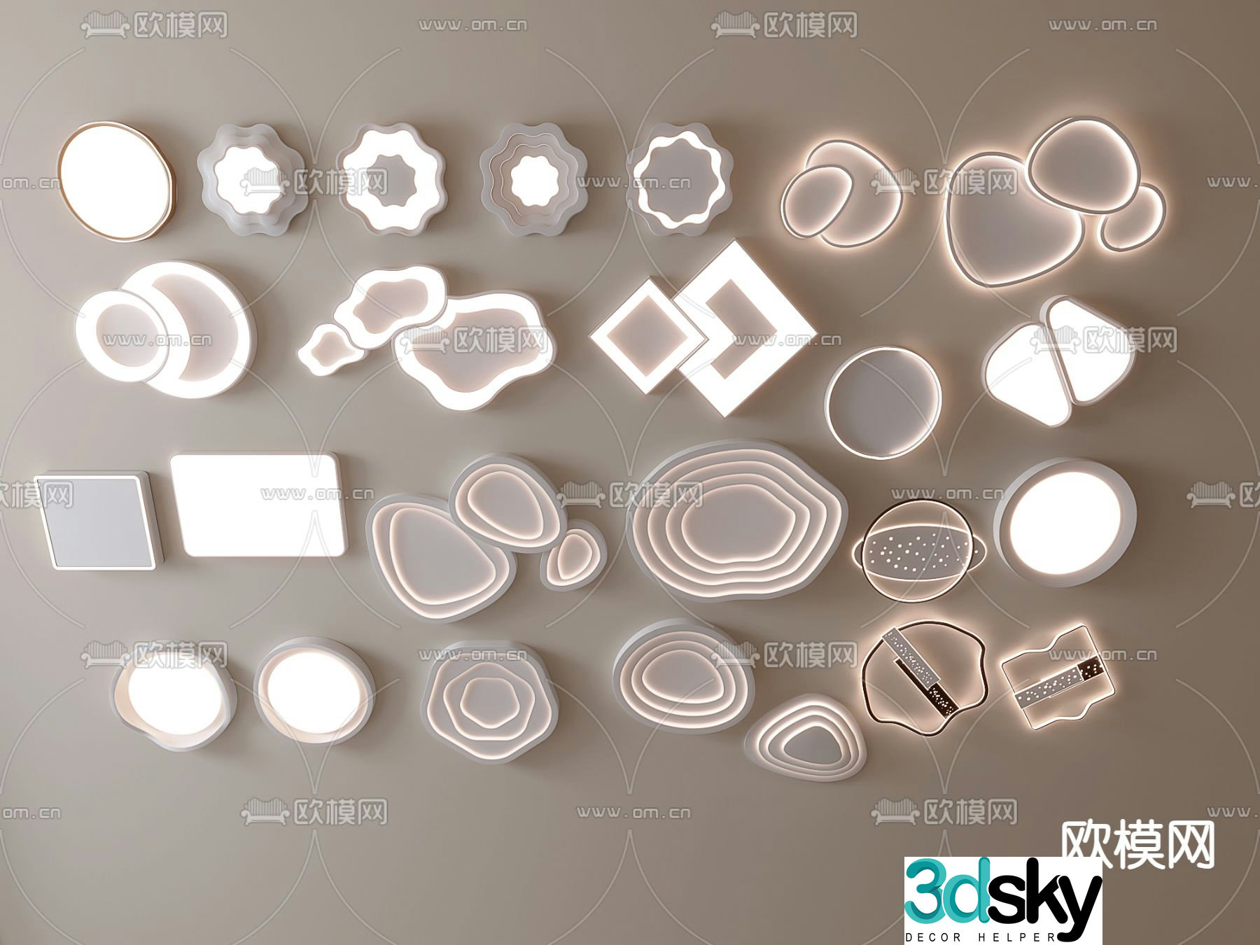 Cream ceiling lamp 3d model