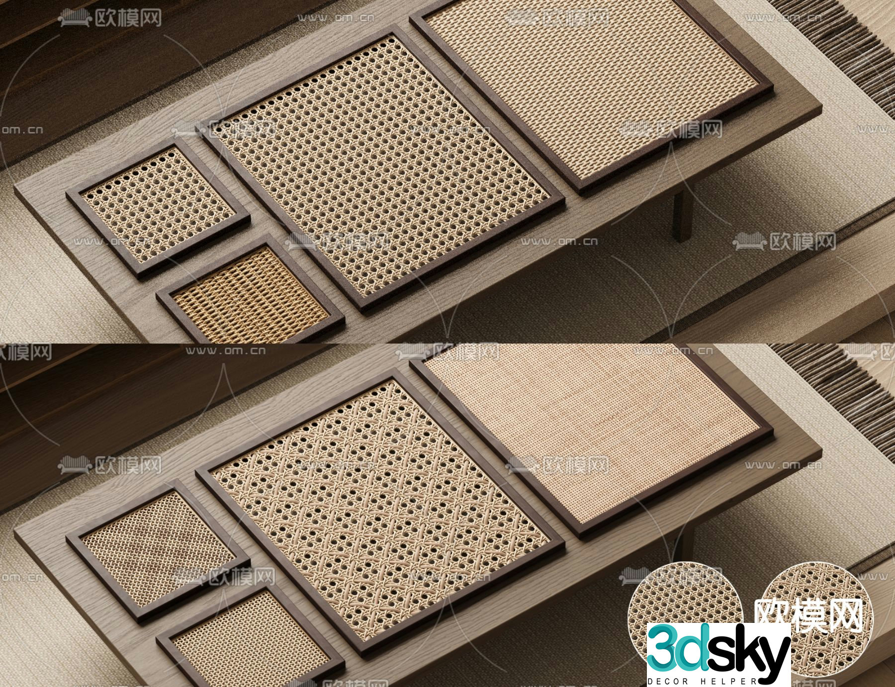 Wasabi Rattan Door Panel 3D Model