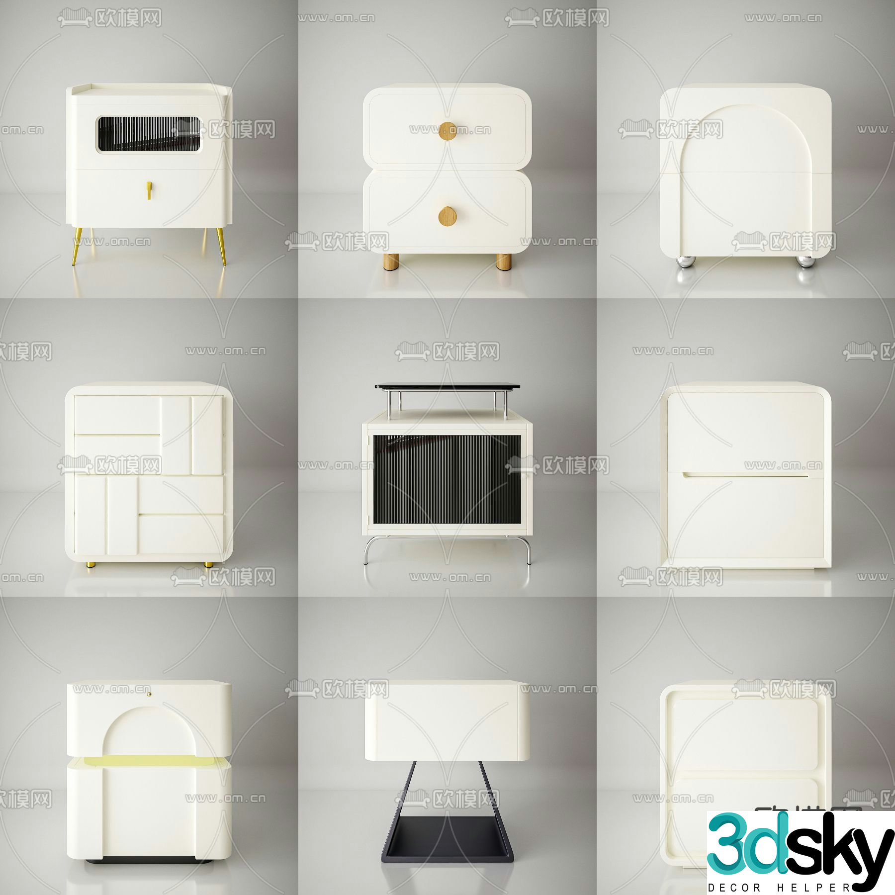 Cream style bedside table 3d model