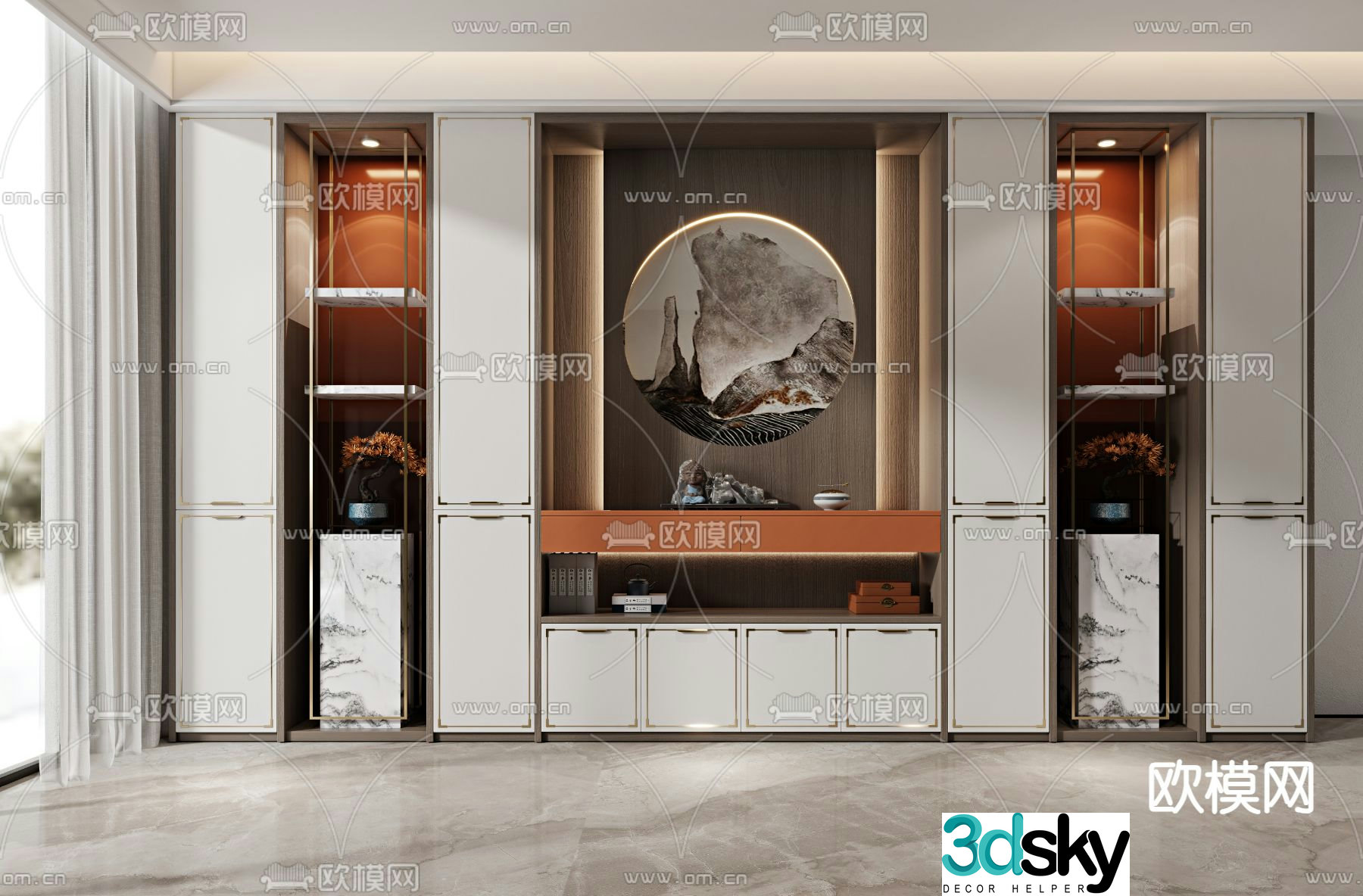 New Chinese style decorative cabinet 3d model
