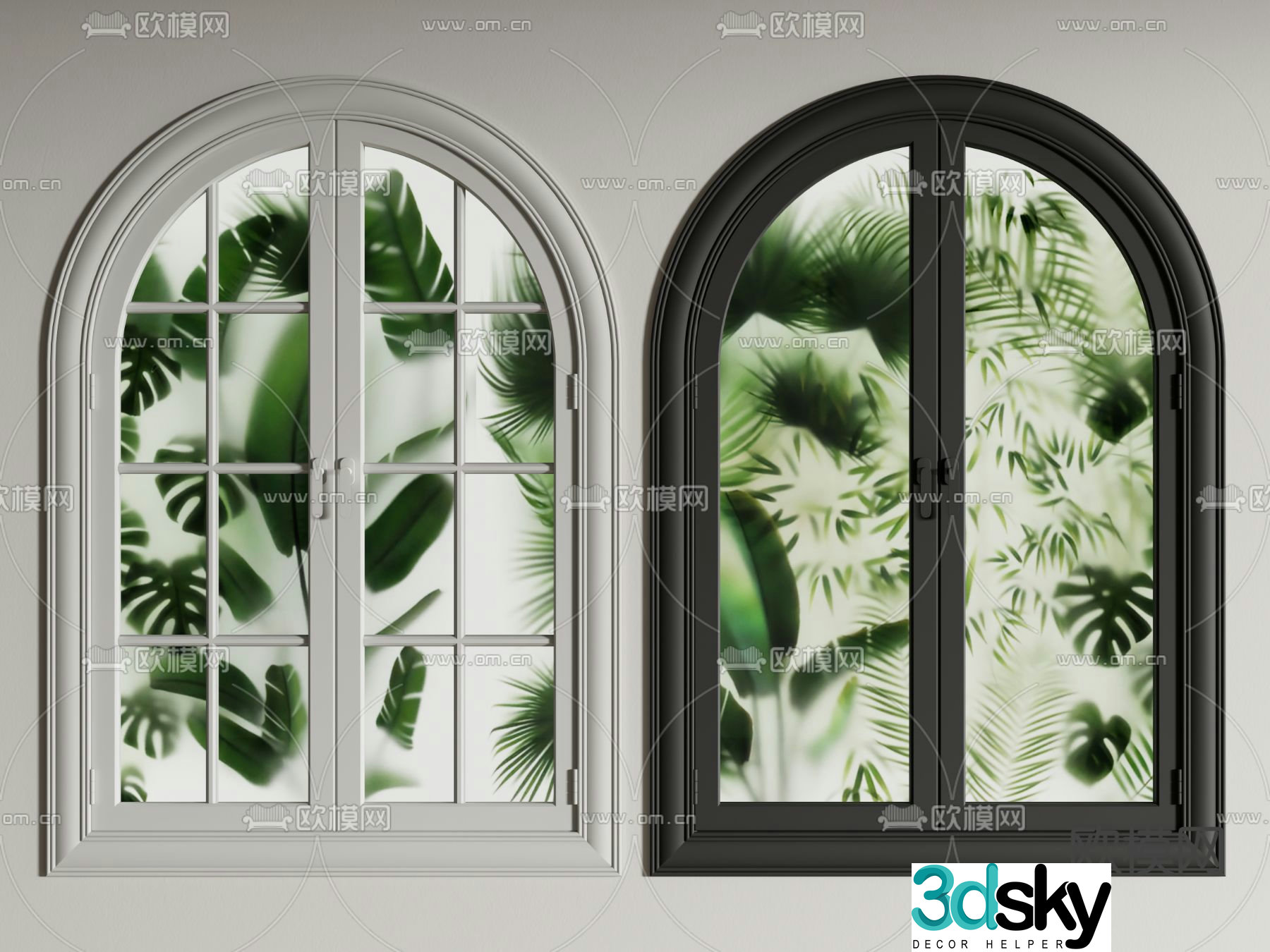 French windows Curved windows Casement window Arched windows 3D model
