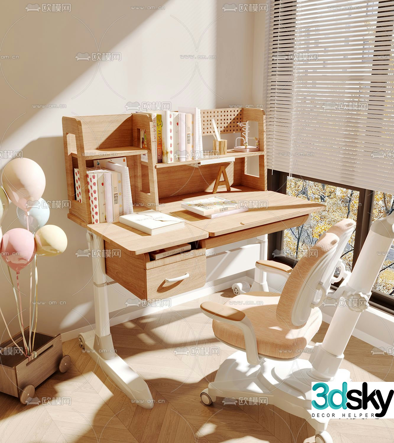 Modern children’s table and chair 3d model