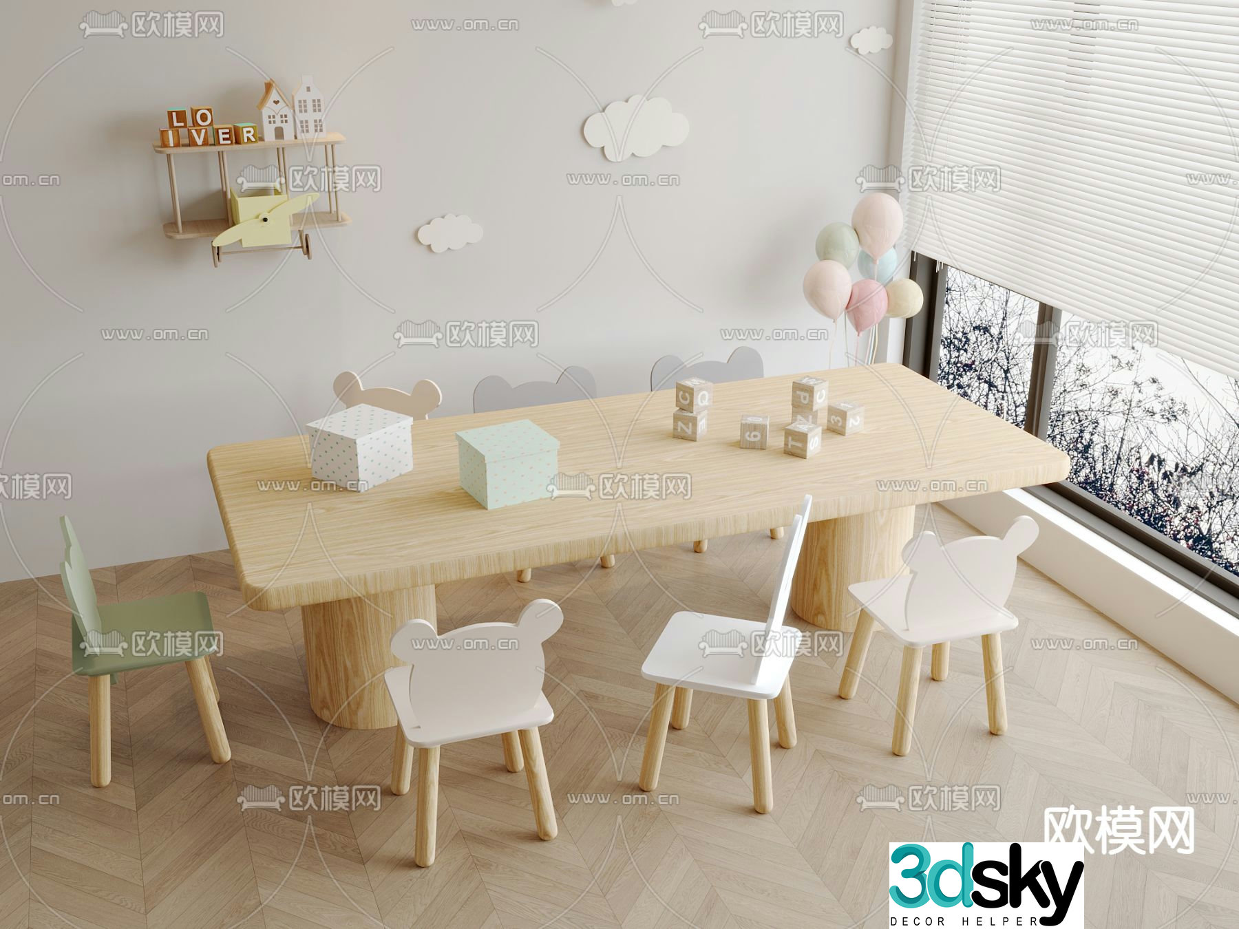 Children’s tables and chairs game tables and chairs 3d model