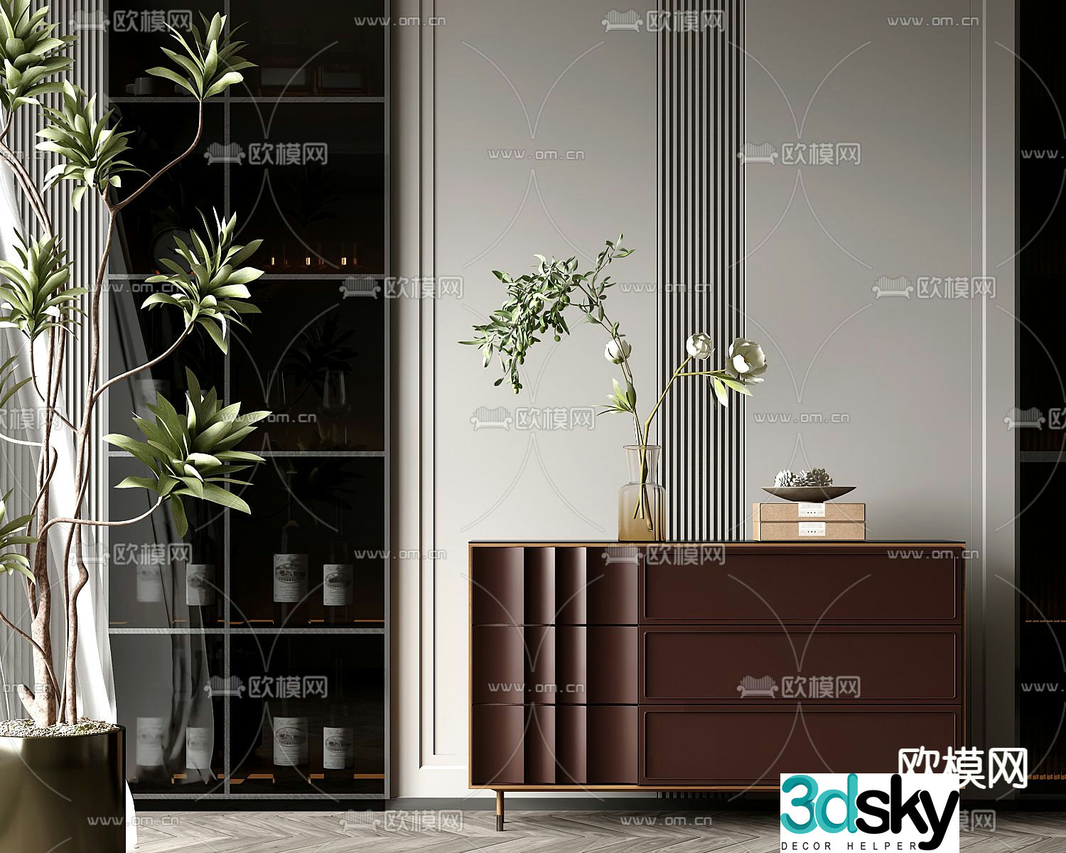 Modern entrance cabinet side view cabinet side cabinet 3D model