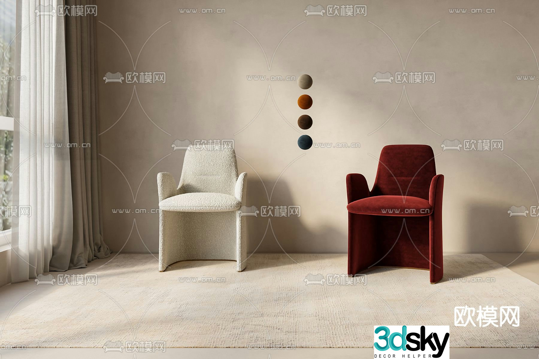 Red chair Dining chair 3d model