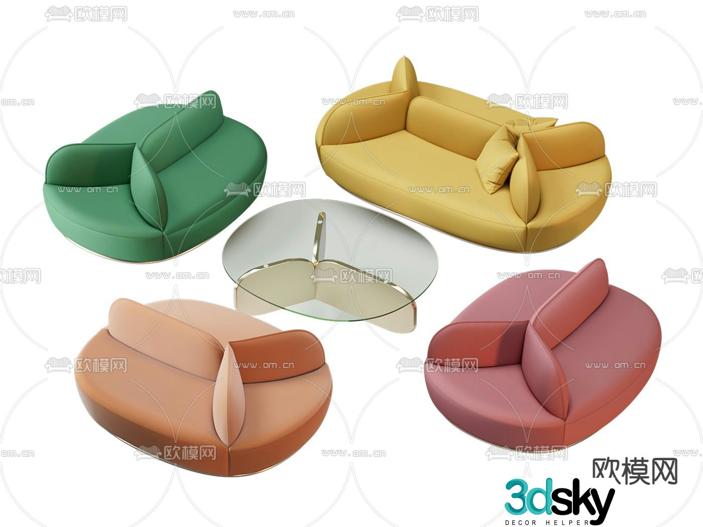 dopamine public sofa office sofa 3d model