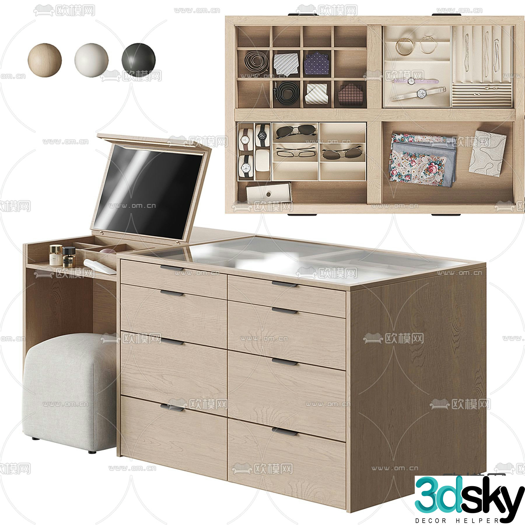 Cloakroom island cabinet jewelry cabinet 3D model