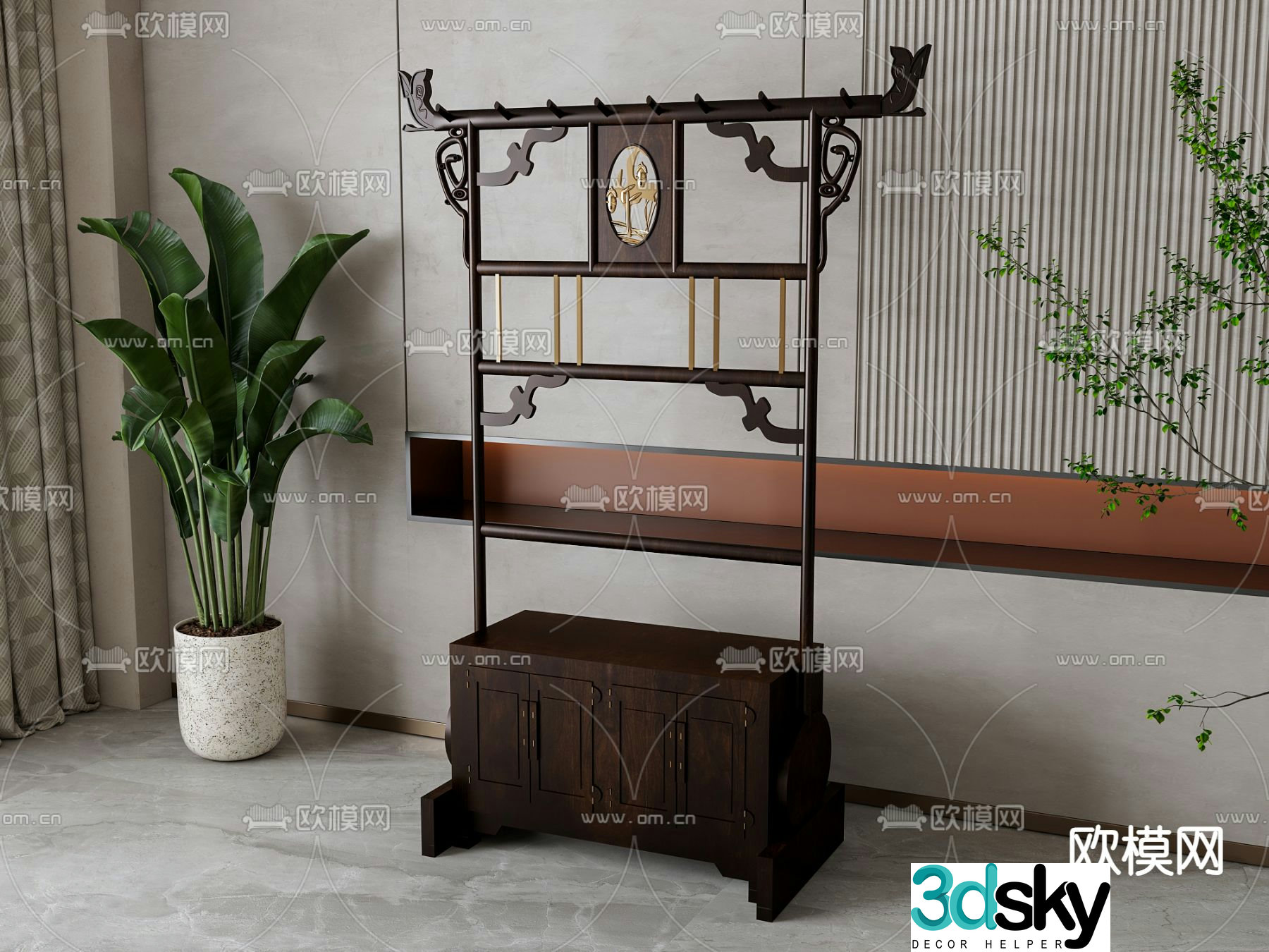 New Chinese style clothes hanger 3D model