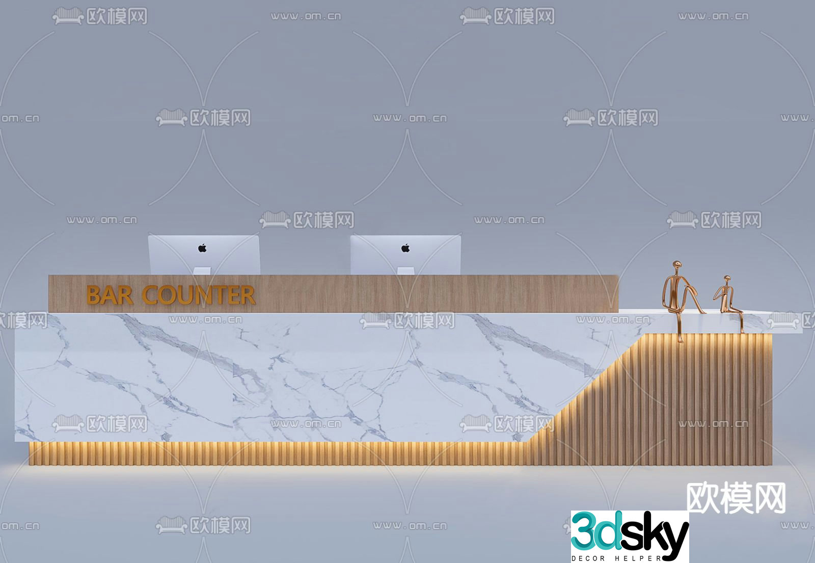 Modern reception desk front desk 3d model