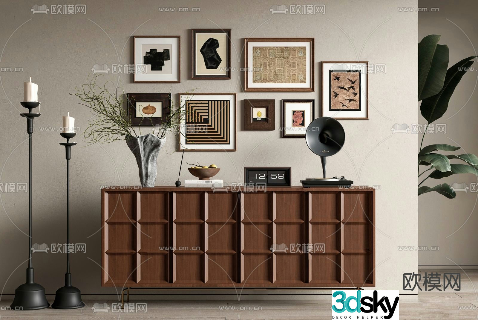 Medieval entryway cabinet side cabinet 3D model