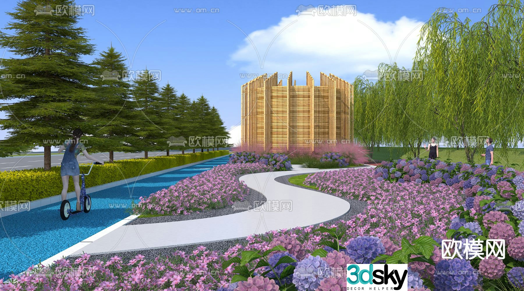 Modern garden landscape sketch 3D model
