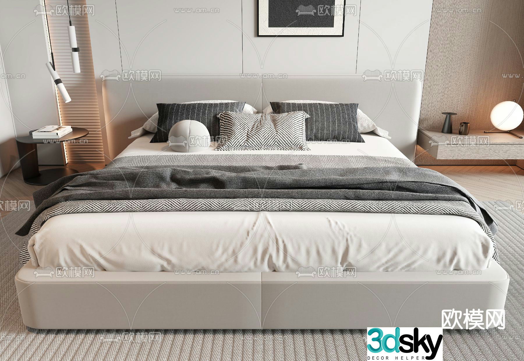 Modern double bed 3d model