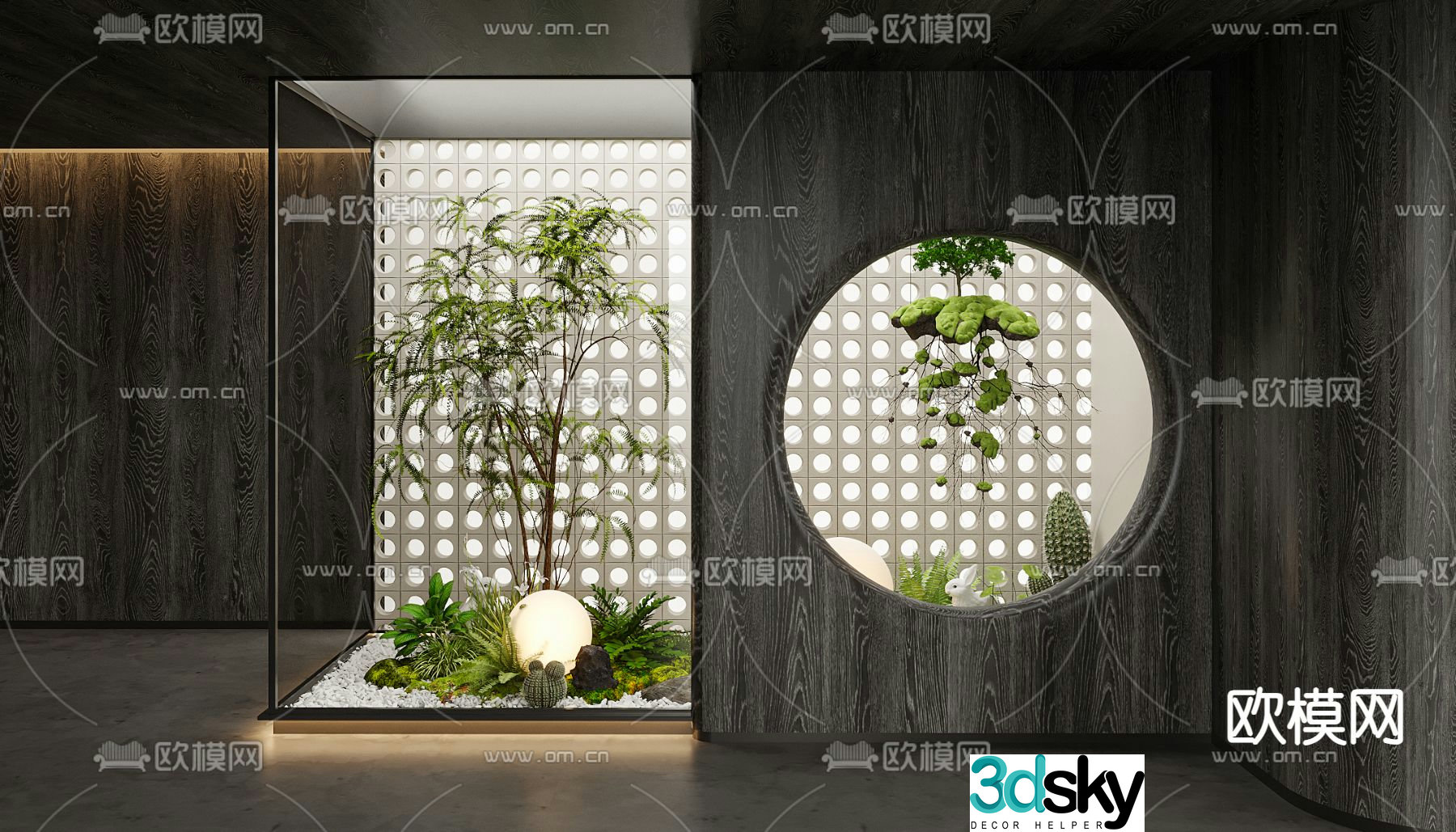 Indoor landscape plant landscaping hanging green plants 3d model