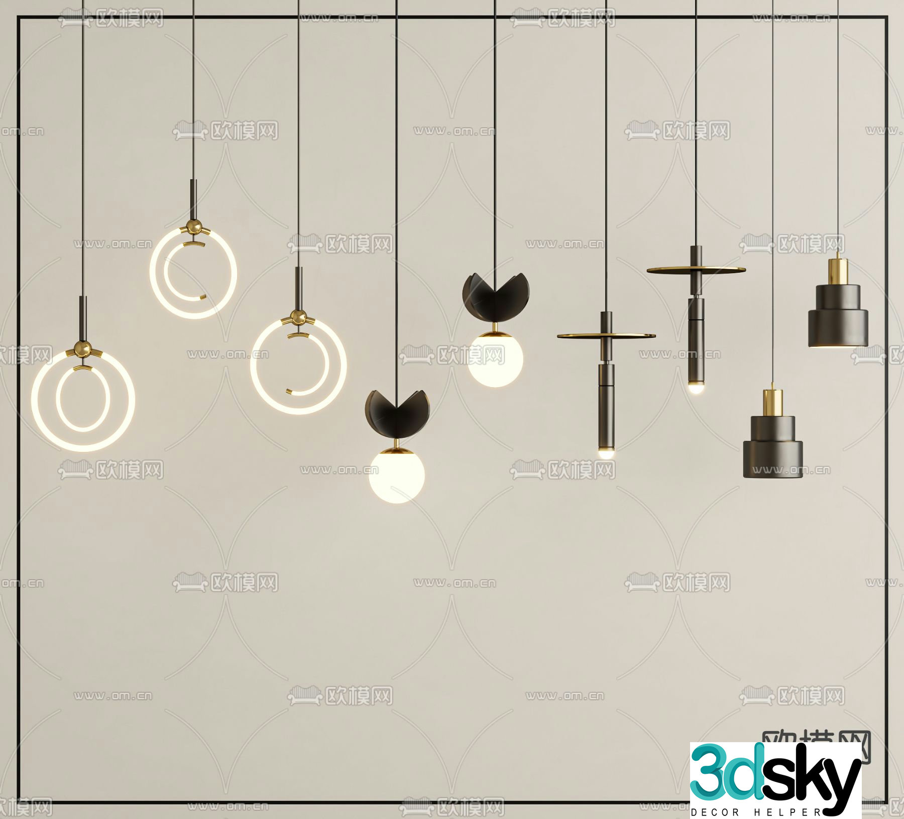 Modern chandelier combination 3d model
