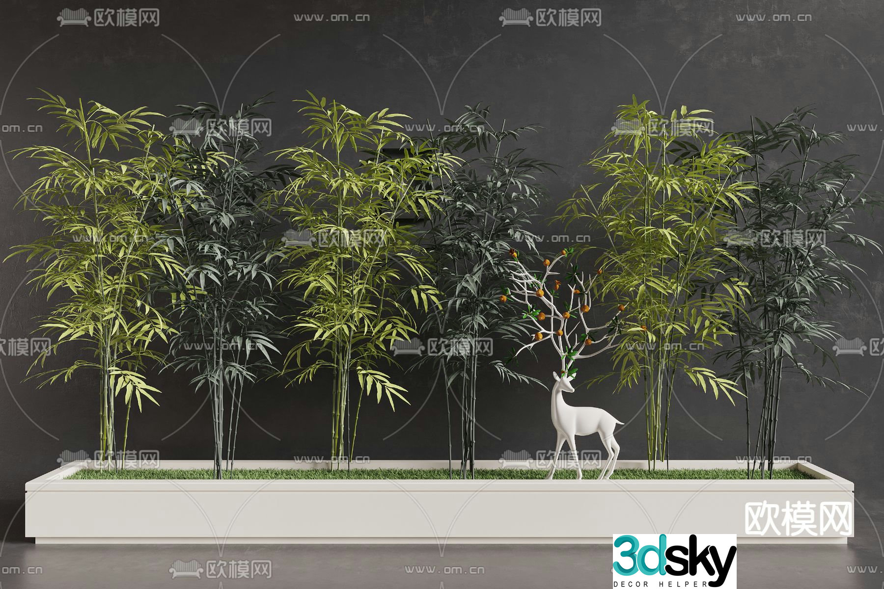 Modern bamboo 3d model