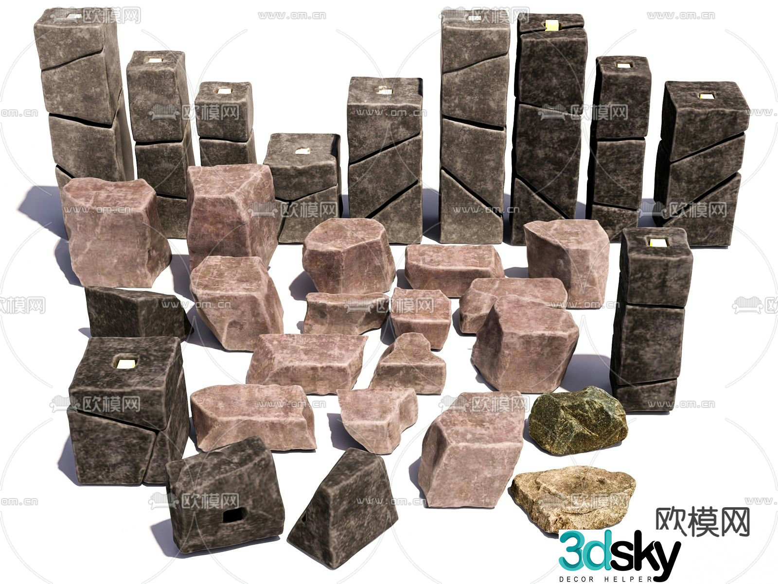 Landscape stones stones gravel stone pillars 3d model