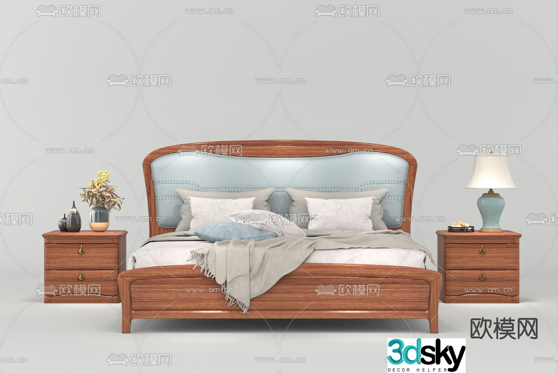 Modern double bed 3d model