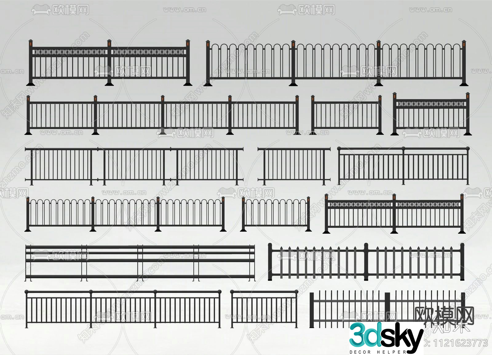Modern road guardrail highway guardrail 3d model