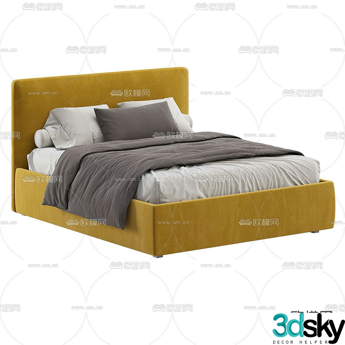 Modern double bed 3d model