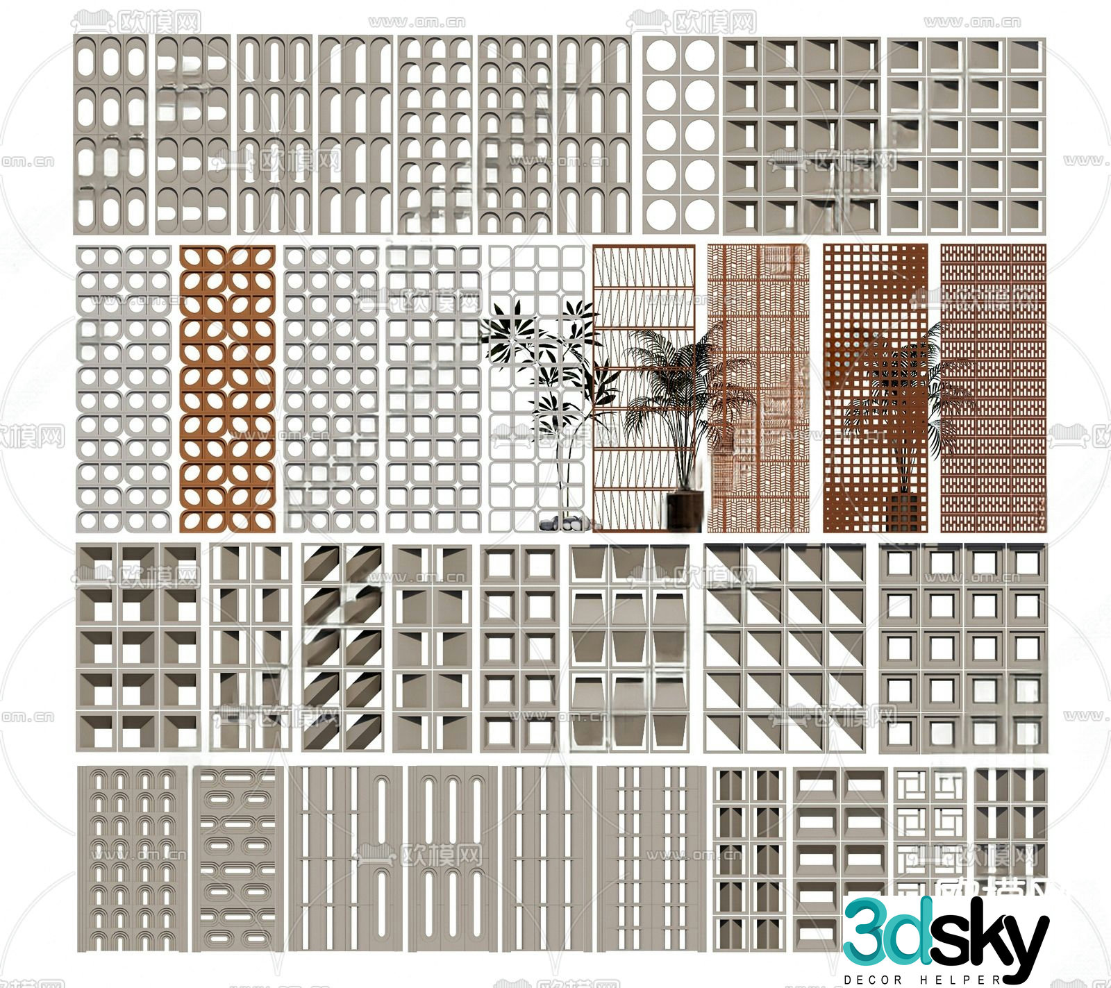 Cement brick partition Hollow brick partition 3D model