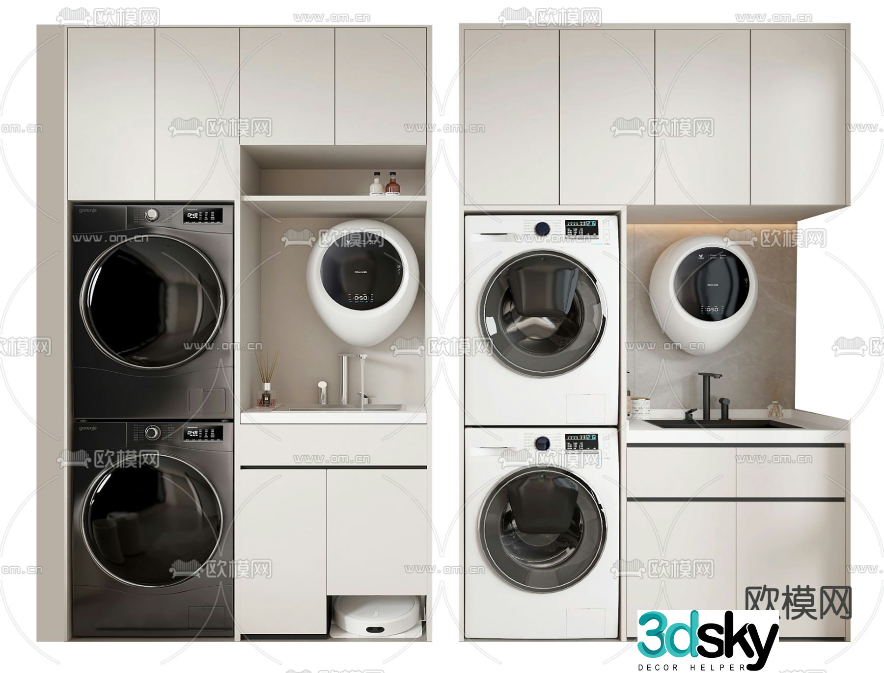 Modern laundry cabinet balcony cabinet 3d model